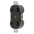 Hubbell Wiring Device-Kellems Locking Devices, Twist-Lock®, Industrial, Duplex Receptacle, 15A 125V, 2-Pole 2-Wire Non Grounding, L1-15R, Screw Terminal, Black HBL7540